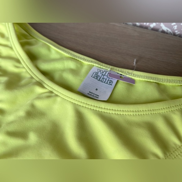 NWOT Wild Fable Bright Neon Yellow Ruched Ruffled Retro Style Cute Bikini - Picture 4 of 12